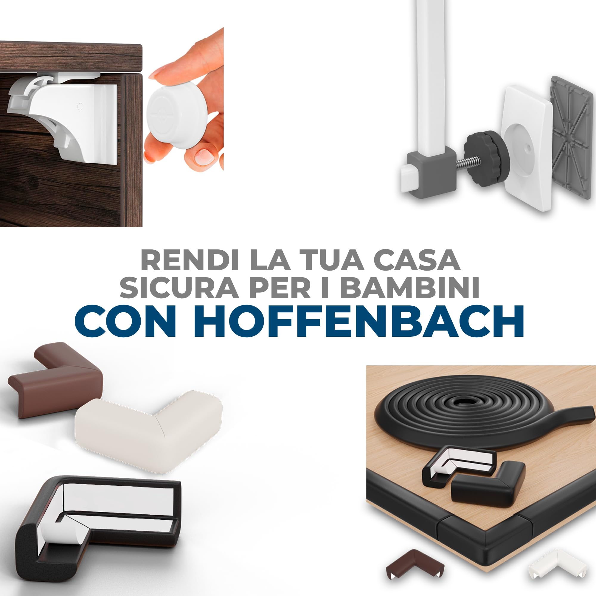 Hoffenbach Paraspigoli Angolari in Gomma per Bambini, Autoadesivi per Mobili, Sicurezza Casa, Bianco