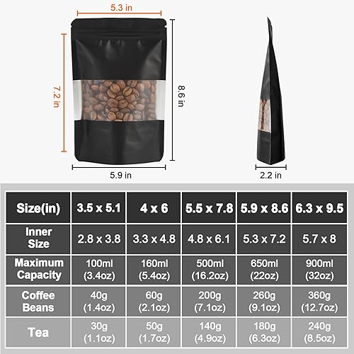 Miniatura 2 de 100 bolsas a prueba de olores, bolsas resellables de Mylar con ventana transparente, bolsa de aluminio con cierre de cremallera, bolsas de soporte