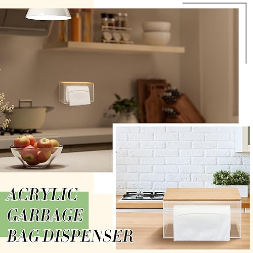 Miniatura 5 de Mifoci Dispensador de bolsas de basura, soporte para rollos de montaje en pared debajo del fregadero, organizador de bolsas de basura transparentes