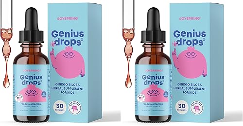 Miniatura 12 de JoySpring Genius Drops for Kids Suplemento de Concentración Clínicamente Comprobado Suplemento Líquido Herbal de Concentración con Ginkgo Biloba