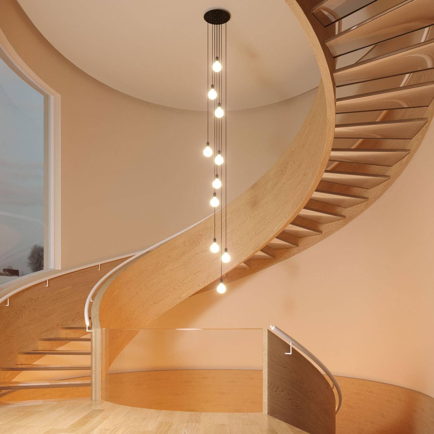 creative cables Rosone XXL rotondo bianco linea Rose-One (serracavo conico, dibond legno, 10 fori e 4 fori laterali) – Per lampadari e sospensioni multiple