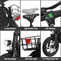 Vista 27 de SEHOMY Folding Electric Scooter with Seat for Adults, 15.5MPH, 20-Mile Range, 36V Battery, 12" Pneumatic Tire, Portable 450W Electric Scooters