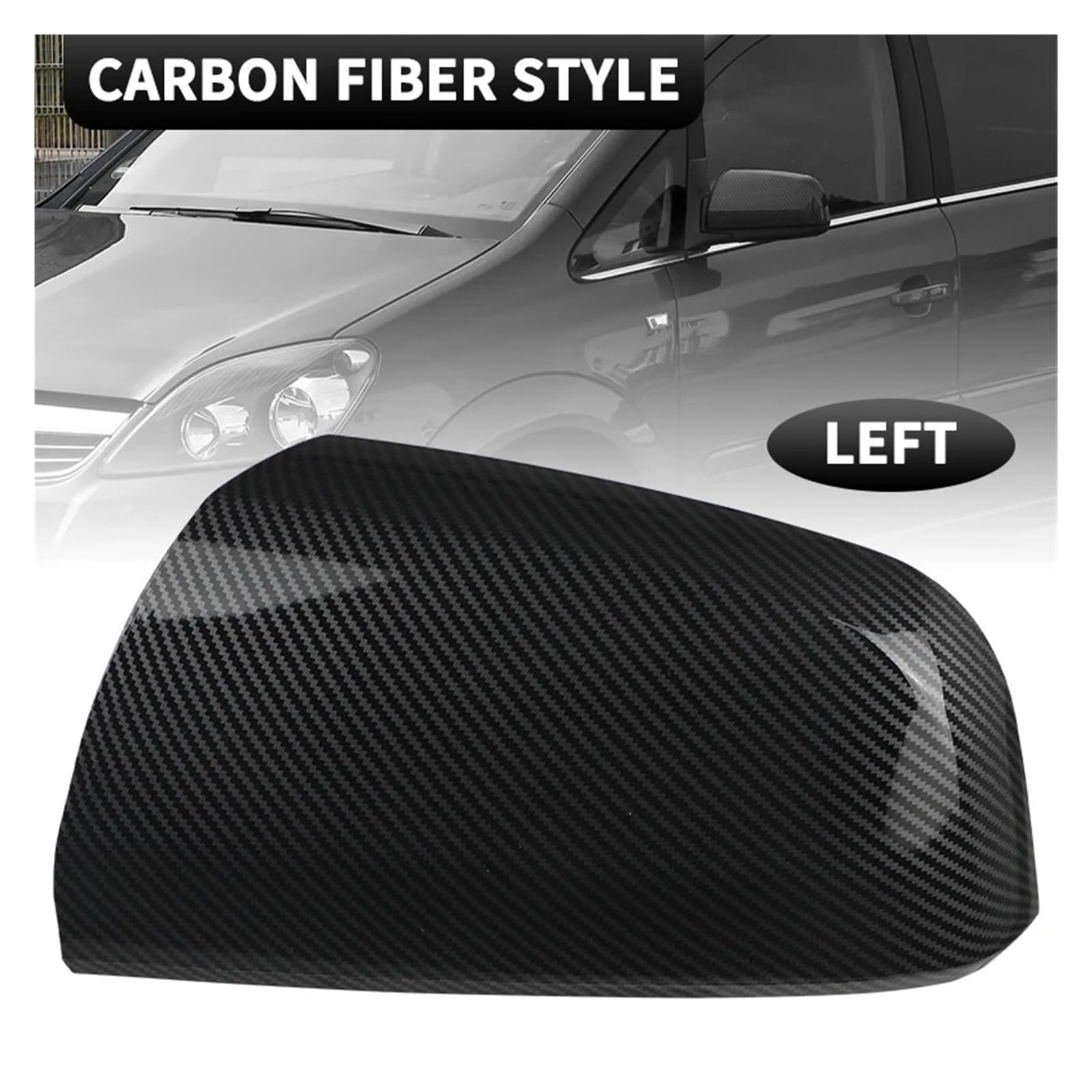 Calotta Specchio Per Opel Per Vauxhall Per Zafira B MK2 2008-2014 Specchietto Retrovisore Laterale Auto, Nero Lucido/bianco(Carbon Fiber Left)