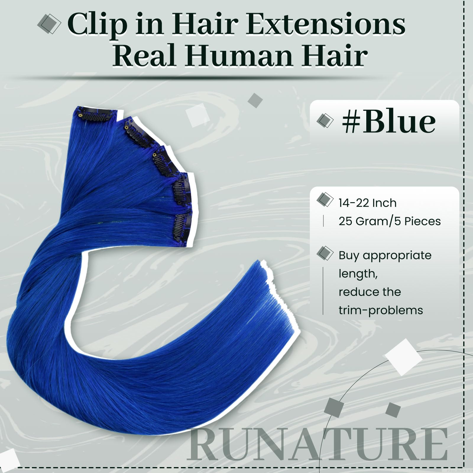 Amazon.com : RUNATURE Blue Hair Extensions, Clip in Hair 