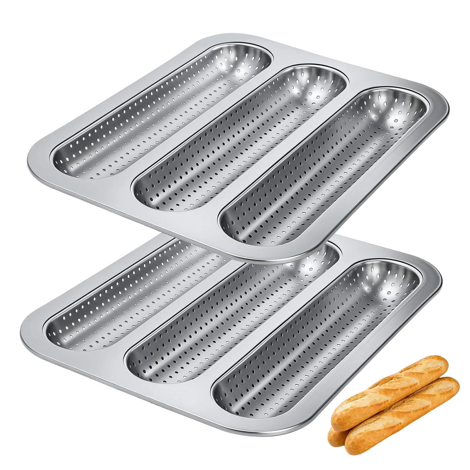 Baguette Brotbackform Für Ofen 3-Fach Antihaftbeschichtete Gelochte