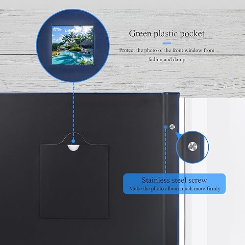 Miniatura 3 de Álbum de fotos autoadhesivo, 80 páginas adhesivas, cubierta de cuero, libro de recortes, libro de fotos para regalos de Navidad, boda, álbumes de