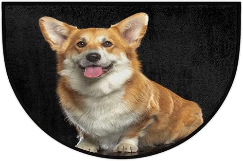 Miniatura 5 de PuseTaer Tapete semicircular con diseño de lobo y luna, diseño vintage de animales, antideslizante, duradero, lavable, para interiores y exteriores,