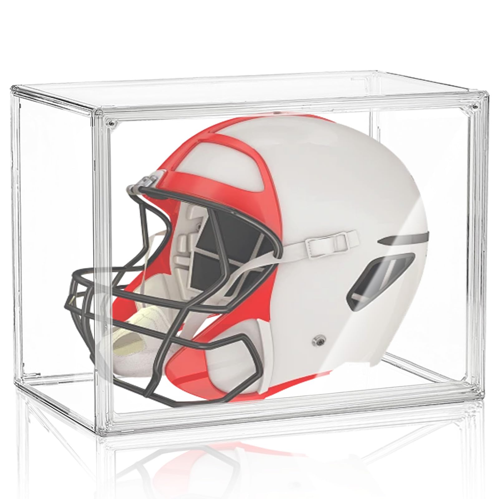 Football Helmet Display Case, Full Size Football Helmet Display Case Full Size with Mirror and Detachable Base UV Protection Clear Dust-Proof Box for Collectibles Memorabilia Storage (Plastic) : Sports & Outdoors