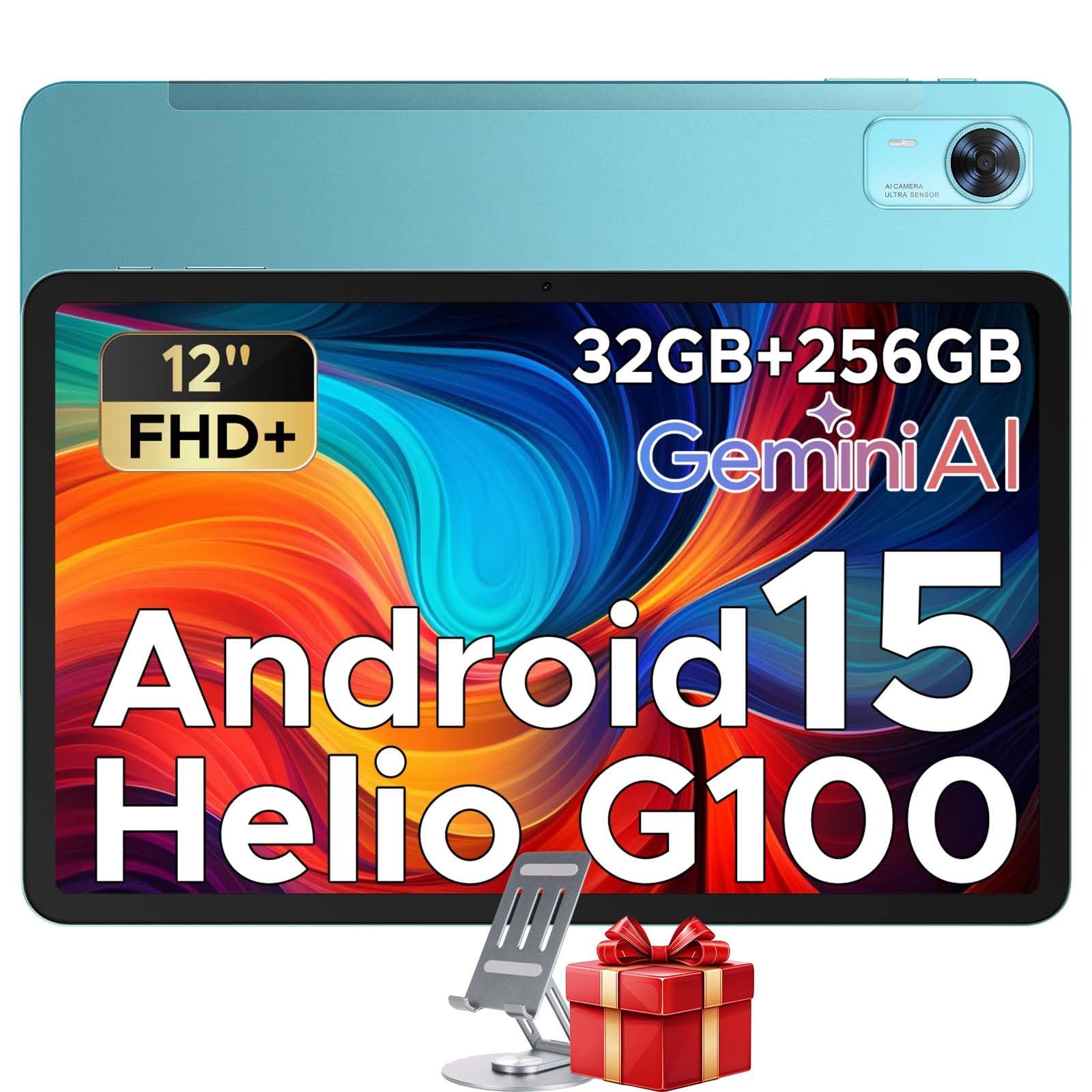 DOOGEE Tab E3+ Tablet 12 Pollici Helio G100, Android 15 Gaming Tablet Con Sim 2.4K 7.5mm, 32GB+256GB, 8800mAh 18W OTG 4G LTE, Dual Card Slots WiFi 2.4G/5G, 13MP+5MP, 90Hz Quattro Altoparlanti, Blu