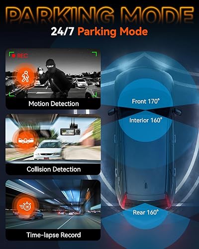 Miniatura 6 de IIWEY Cámara de tablero 4K de 3 canales, triple STARVIS 2 sensores (IMX678 frontal, IMX675 cabina y trasera), 4K+2K+1080P HDR, visión nocturna 3.0,