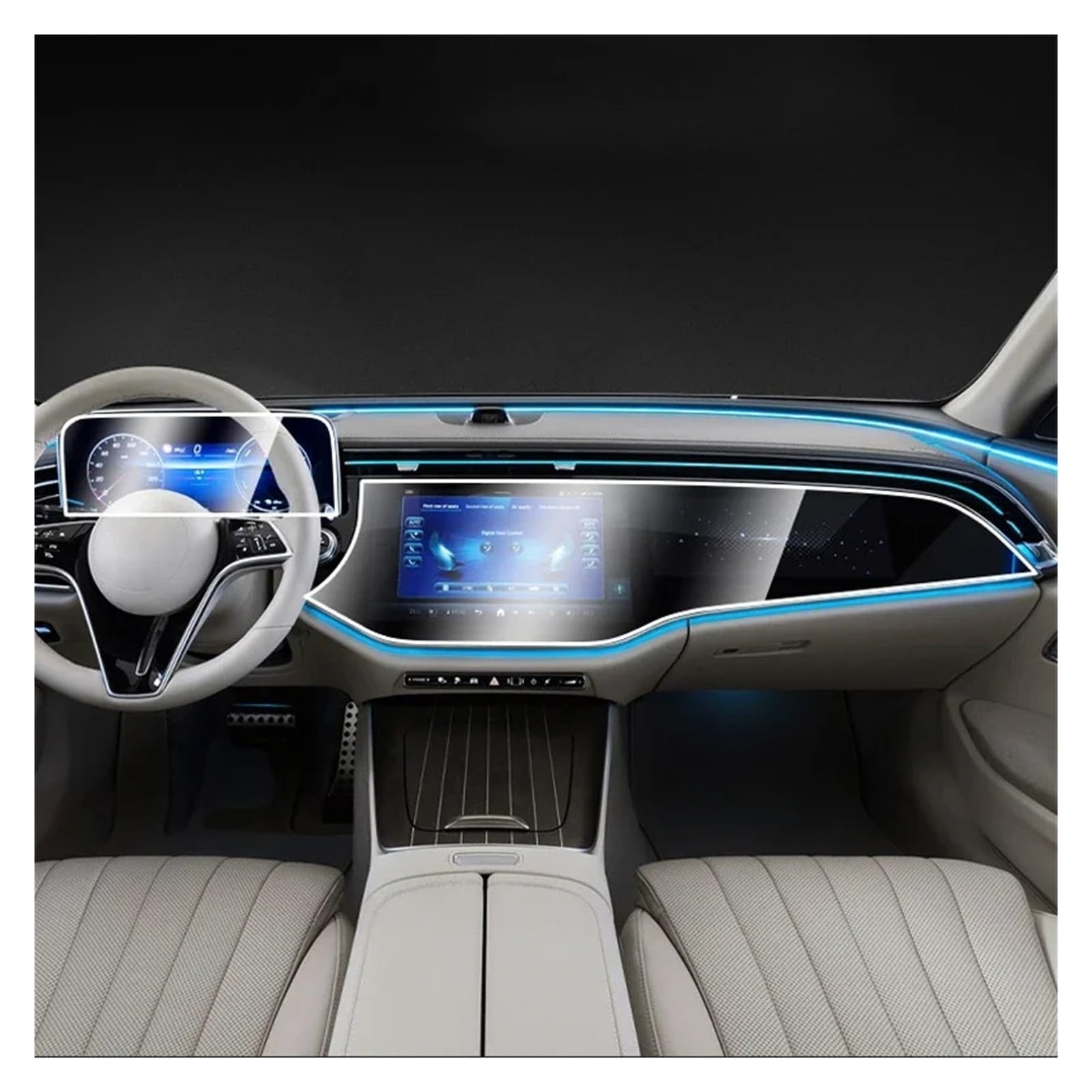 Film de Protection d'écran en Verre trempé pour système de Navigation GPS de Voiture Benz Classe E W213 W214 (2017-2024) (GPS Film LM 2024)