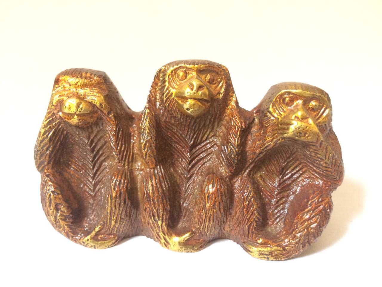 See Speak Hear NO Evil Monkeys Statue Resin Silver 8cm Home Office Decoration Gifts & Car Dashboard