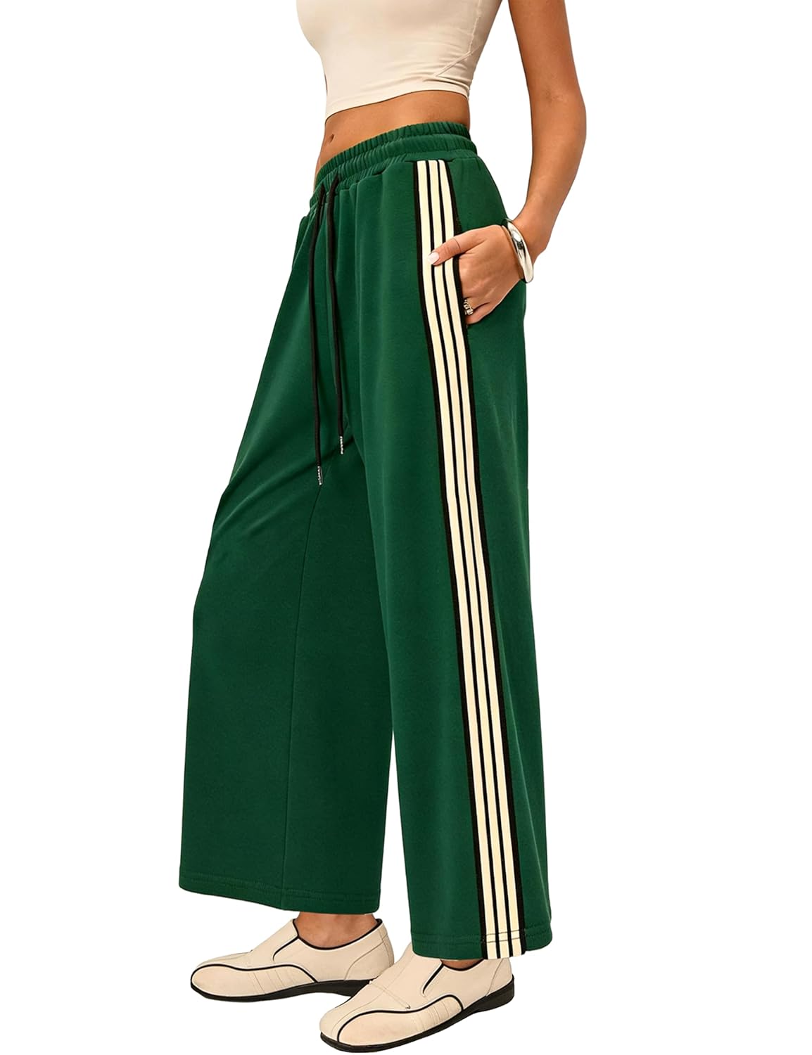 Lumister Womens High Waist Wide-Leg Track Pants with Pockets - Lightweight Quick-Dry Athletic Joggers for Comfort Style