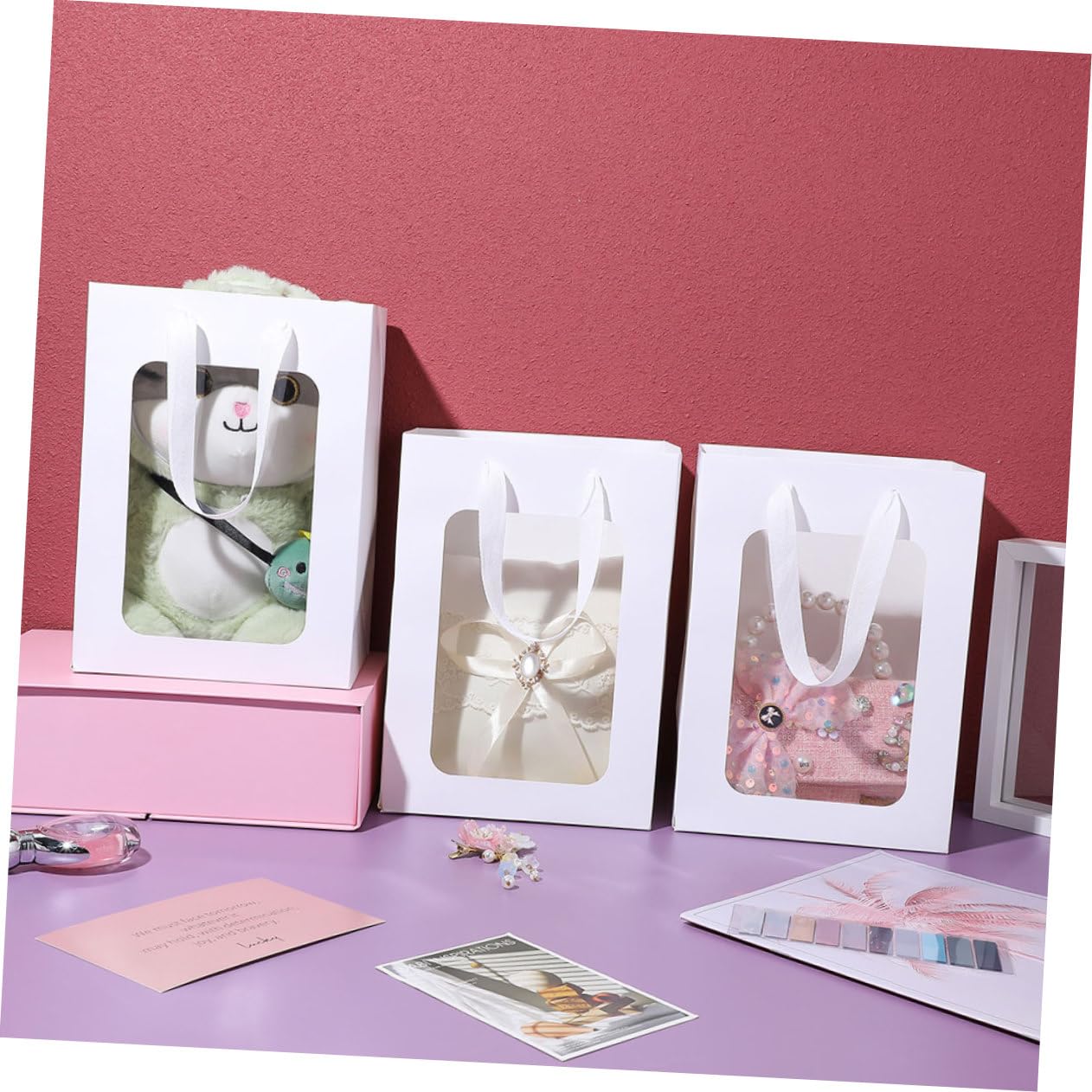 Geschenktüten mit Fenster 25 Stück aus Papier Weiß