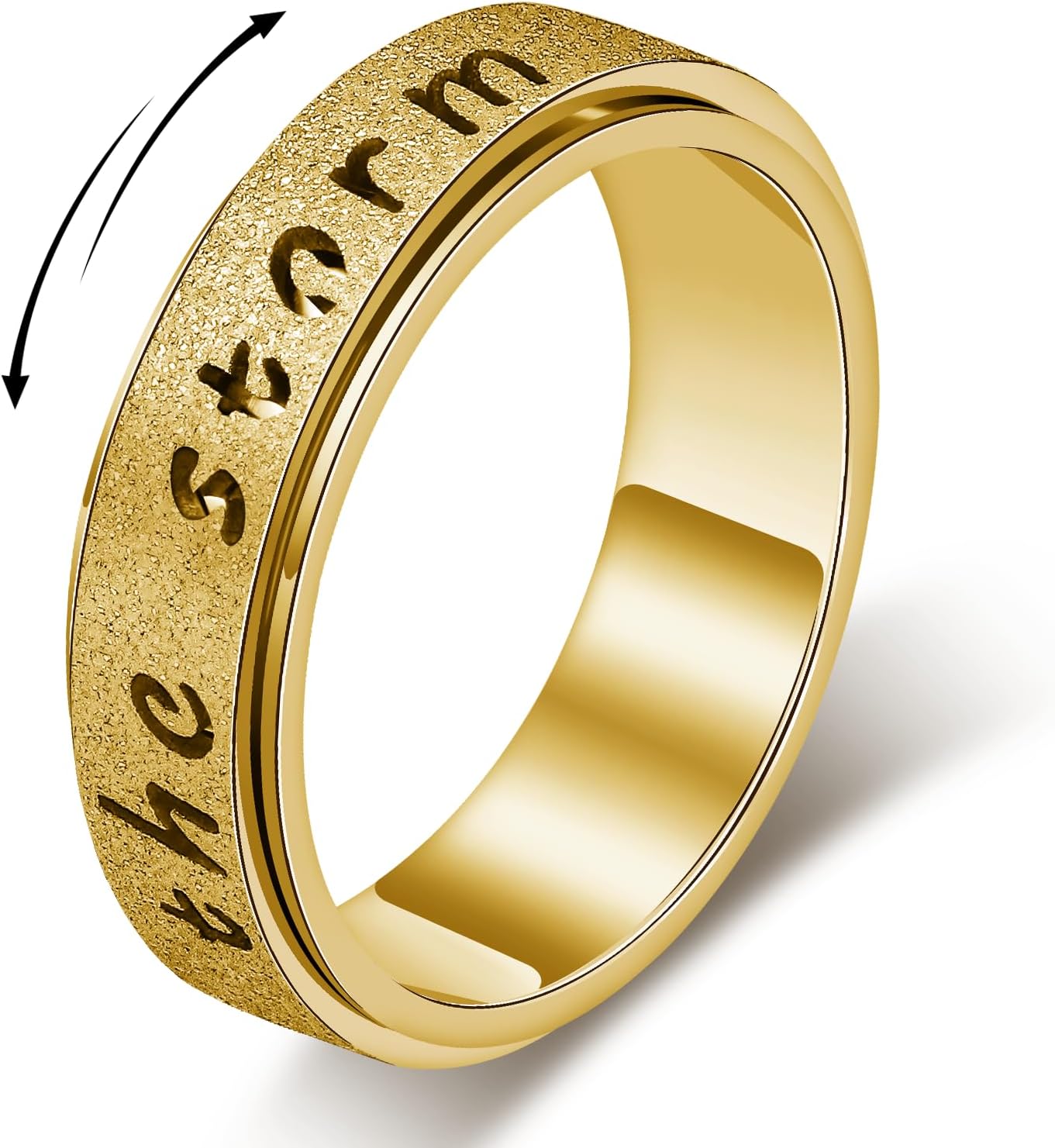 I Am the Storm Inspirational Fidget Spinner Ring for Women & Men-18K Gold Plated Anxiety Ring for Stress Relief, Motivational Jewelry Gift of Hope & Encouragement for Birthday,Christmas & Graduation (Size 6-10)