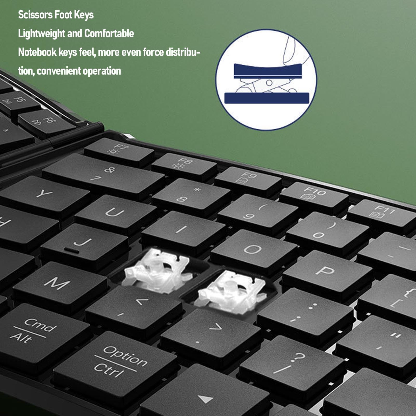 Teclado Ergonómico Plegable, Teclado Bluetooth Inalámbrico Portátil Dividido en Forma de V con Teclas de Interruptor de Tijera, Compatible con iOS OS X para