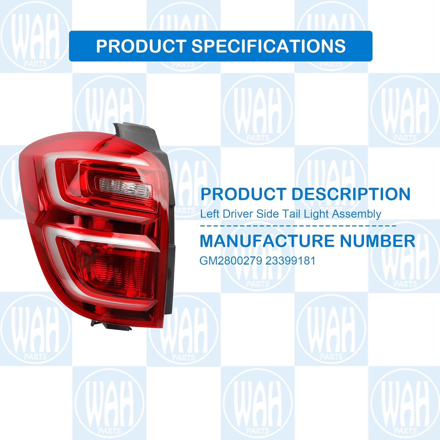 left driver side tail light assembly compatible with 2016 2017 chevy equinox rear brake lamp gm2800279