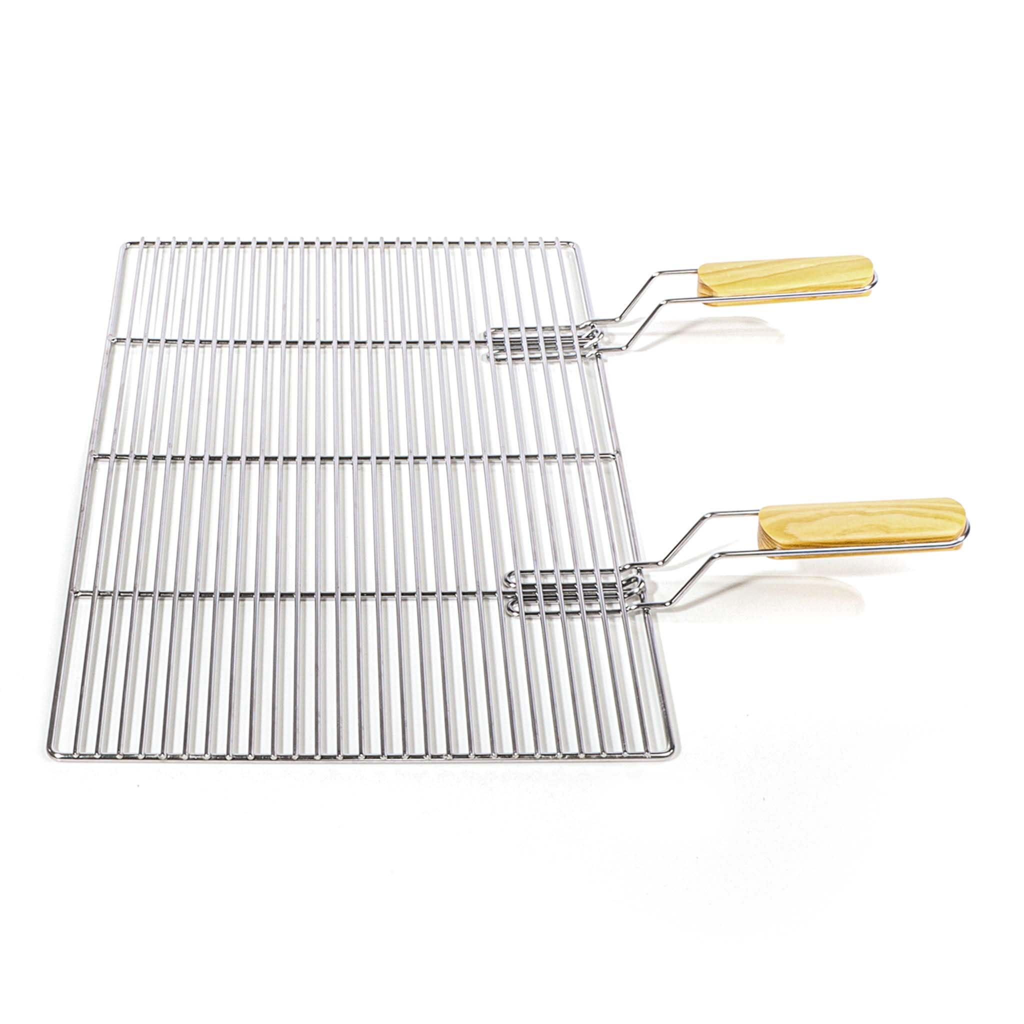 Wiltec Grille BBQ Carrée 60x40cm Acier inoxydable avec Poignée Barbecue Charbon de bois/à gaz Boule Grillade Cuisson Terrasse Jardin Plancha Viande Légumes