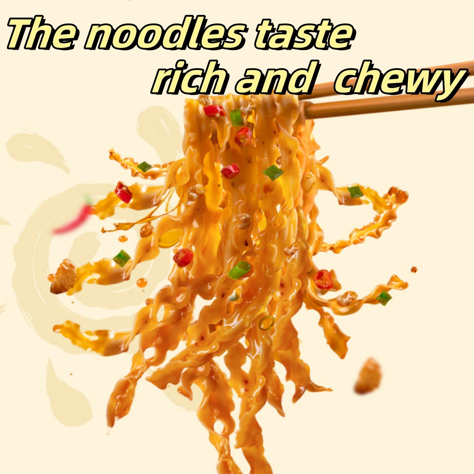 Chili Crisp Sliced Ramen Noodles - Asian Non-fried Sun-Dried Wavy Knife Cut Noodle, Sichuan Red Oil Spicy Instant Wide Ramen Snacks Food, Soup or Dry Noodles Can Be Used (Pack of 4)