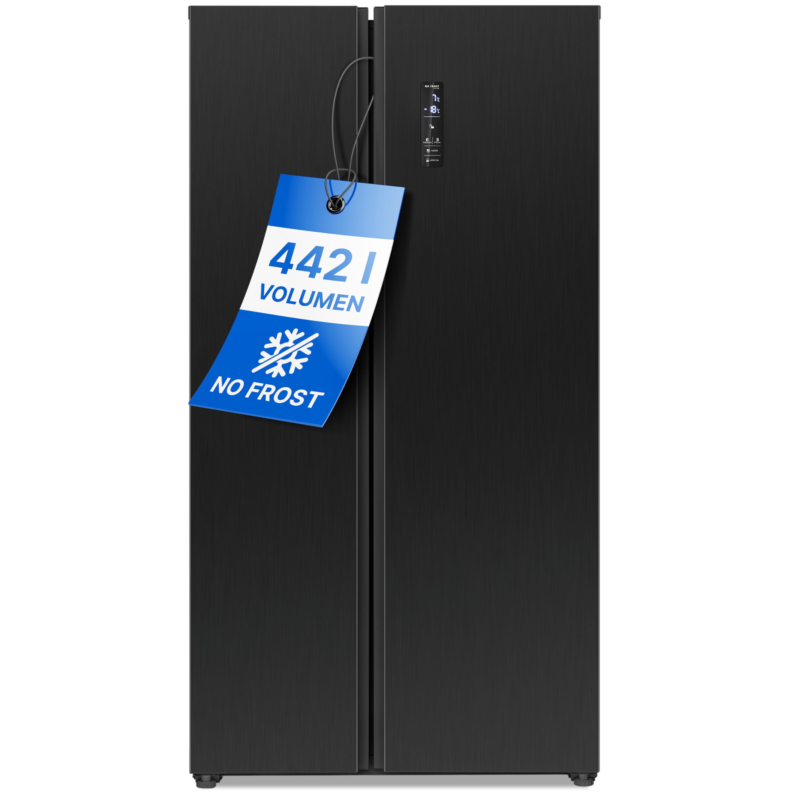 Bomann® Side by Side Kühl Gefrierkombination | No Frost | 442L Inhalt | Kühlschrank mit Gefrierfach | Kühlschrank mit MultiAirflow-Technologie | Verbrauch 287 kWh/Jahr | SBS 7344 black-inox