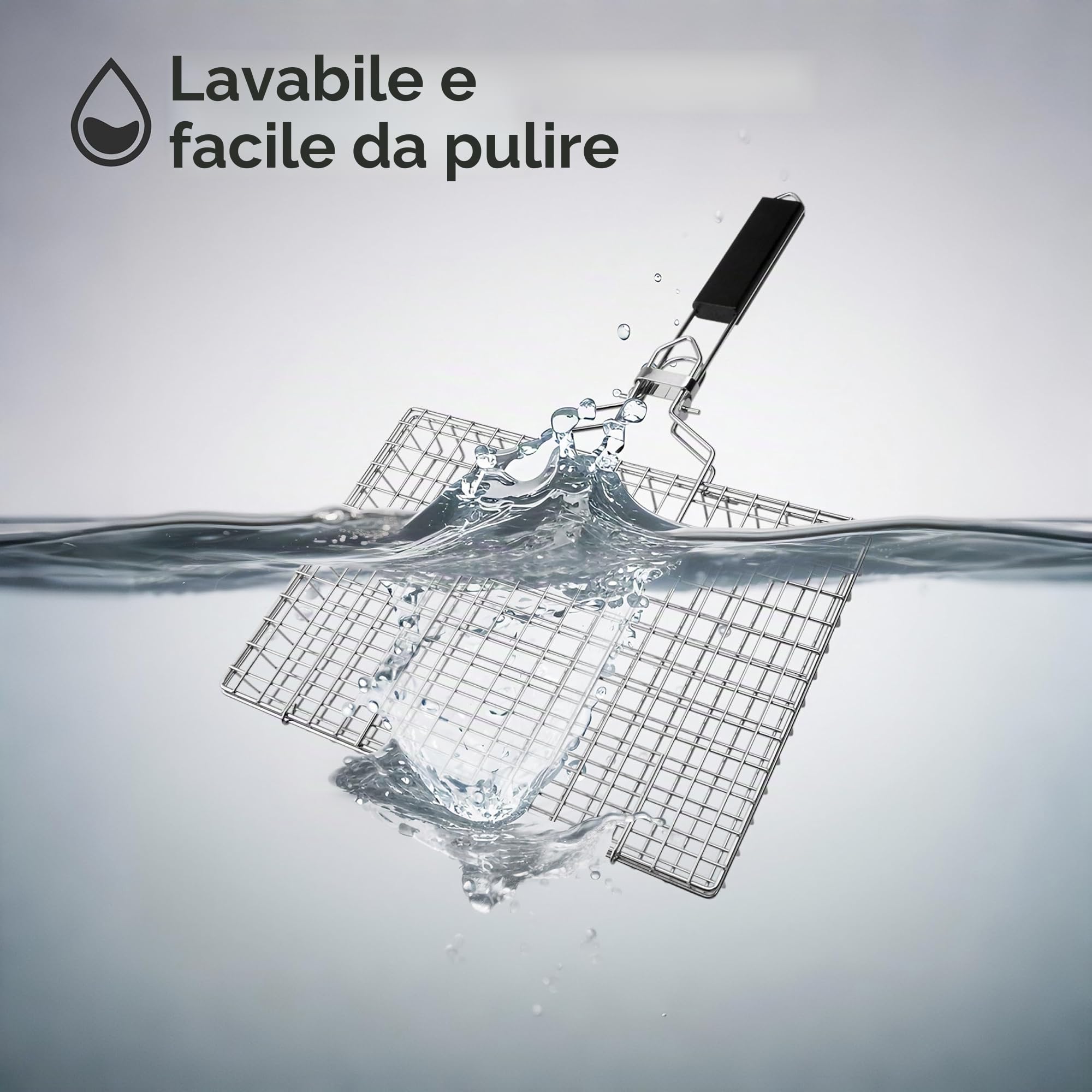 Deepen Cestino Portatile per Barbecue - Cestino per Barbecue con Manico Rimovibile & spazzole in silicone Perfetto per Grigliare Bistecche, Salmone & Verdure