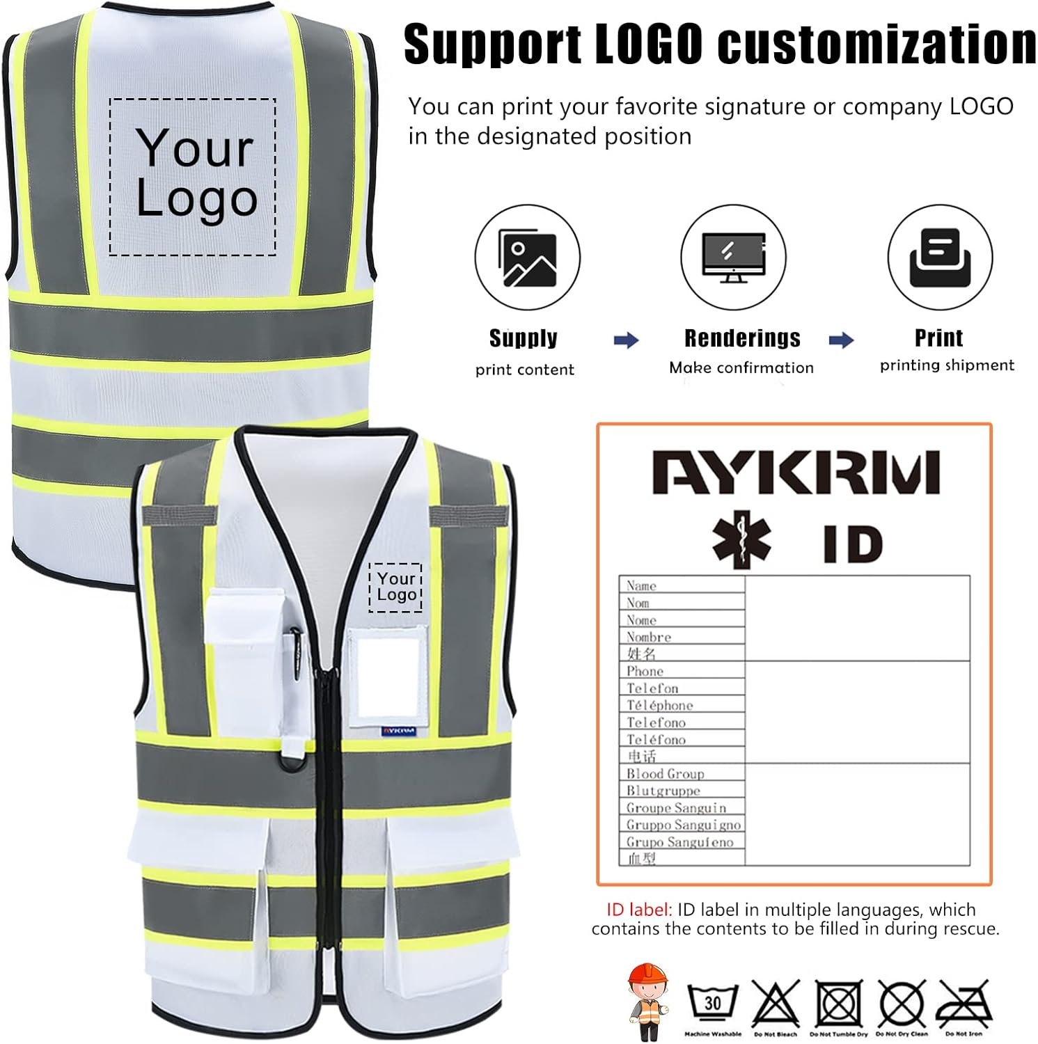 AYKRM 11 color High Vis Reflective Safety Vest for Women Men Pocket Zipper ANSI/ISEA Standard - Image 2