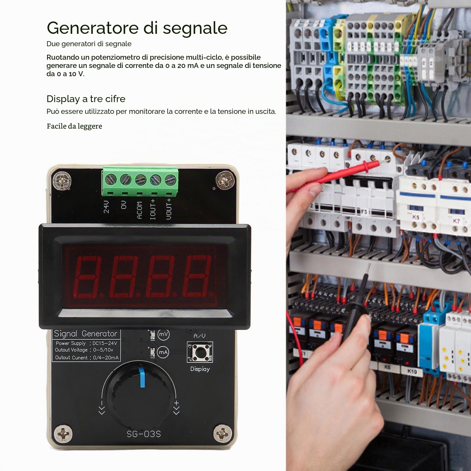 Generatore di Segnale 4-20 MA Regolabile, Simulatore Analogico di Tensione di Corrente con Display a 3 Cifre, Sorgenti di Segnale 0-10 V/0-22 MA per la Regolazione del Valore