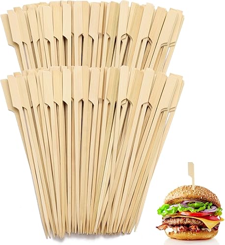Miniatura 9 de Paquete de 200 pinchos de palas de madera de bambú de 4.7 pulgadas para cócteles, selecciones de cóctel para bebidas, palillos de dientes,
