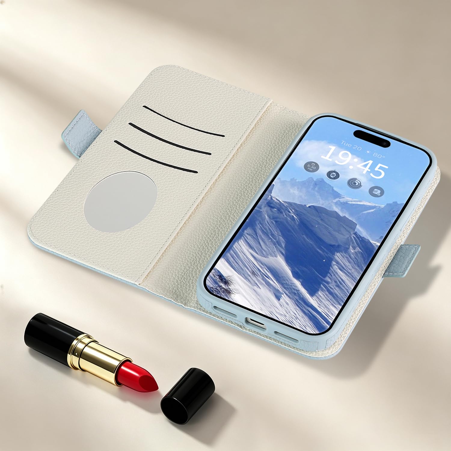 Custodia a portafoglio per iPhone 12/12 Pro con porta carte, azzurro
