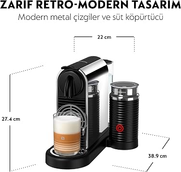 Nespresso D145 Citiz Platinum Kahve Makinesi ve Süt Köpürtücü Aksesuar