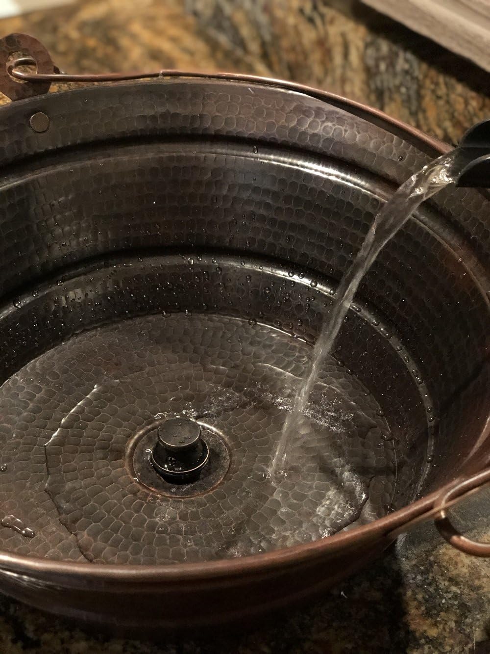15" Weathered Copper Vessel BUCKET Bathroom Sink with Lift & Turn Drain