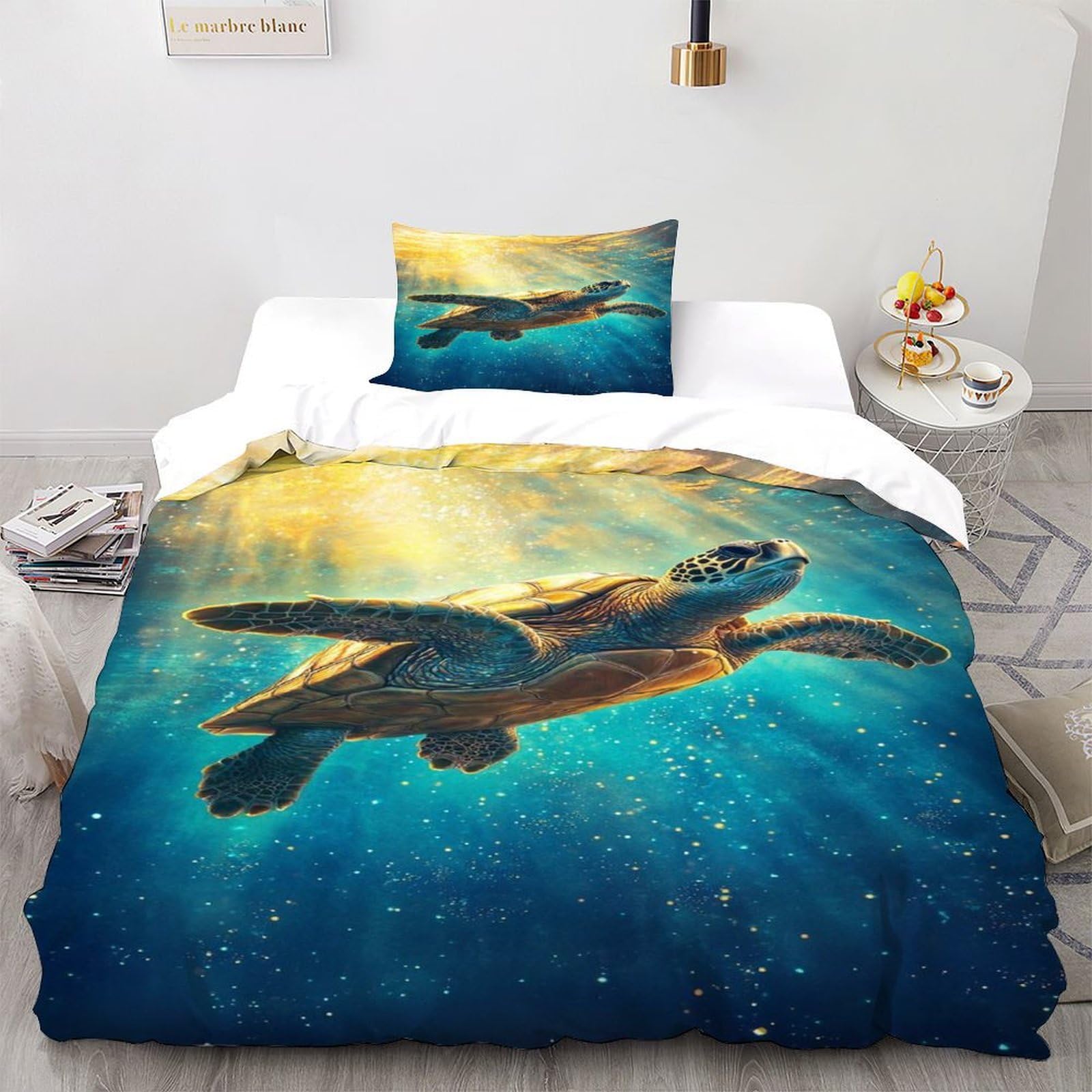 Housse de couette tortue en microfibre hypoallergénique facile à laver 135x200