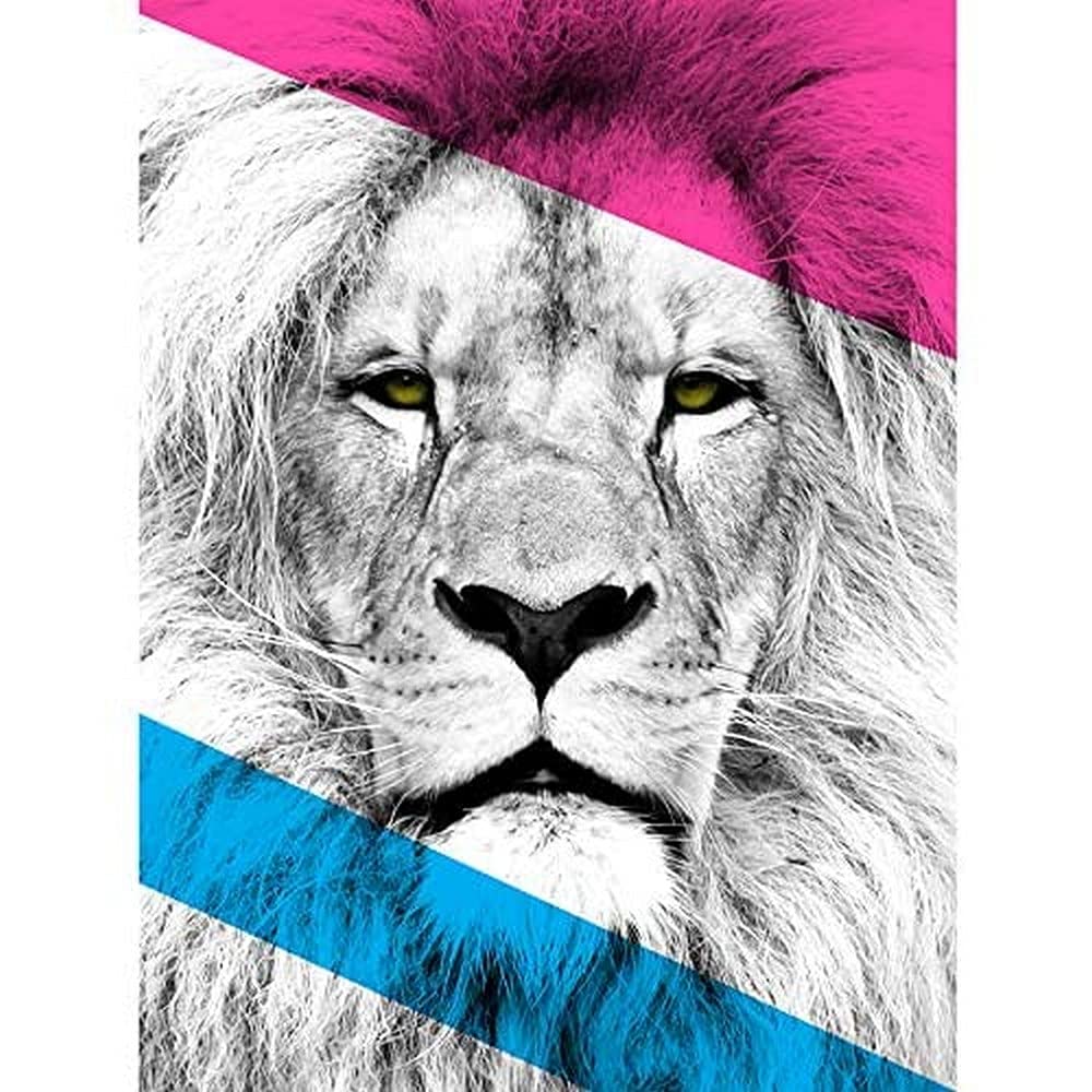 Wee Blue Coo Contemporary Bold CMYK Lion Unframed Art Print Poster Wall Decor 12x16 inch