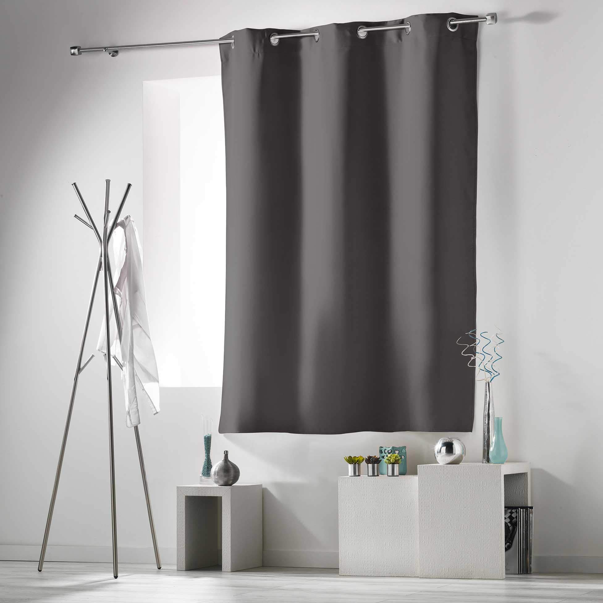 Douceur d'Intérieur Polyester - Curtains with Eyelets (140 x 180 cm), Ceramic, slate, 140x1x180 cm, W 55.1" x L 70.9" (1 Panels) - Image 4