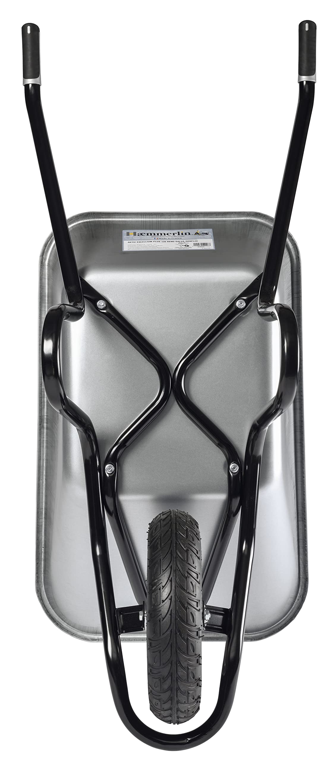 Image secondaire de Brouette HAEMMERLIN Aktiv Excellium Plus 120L RENO Galva Roue Gonflée Grise - 305400605