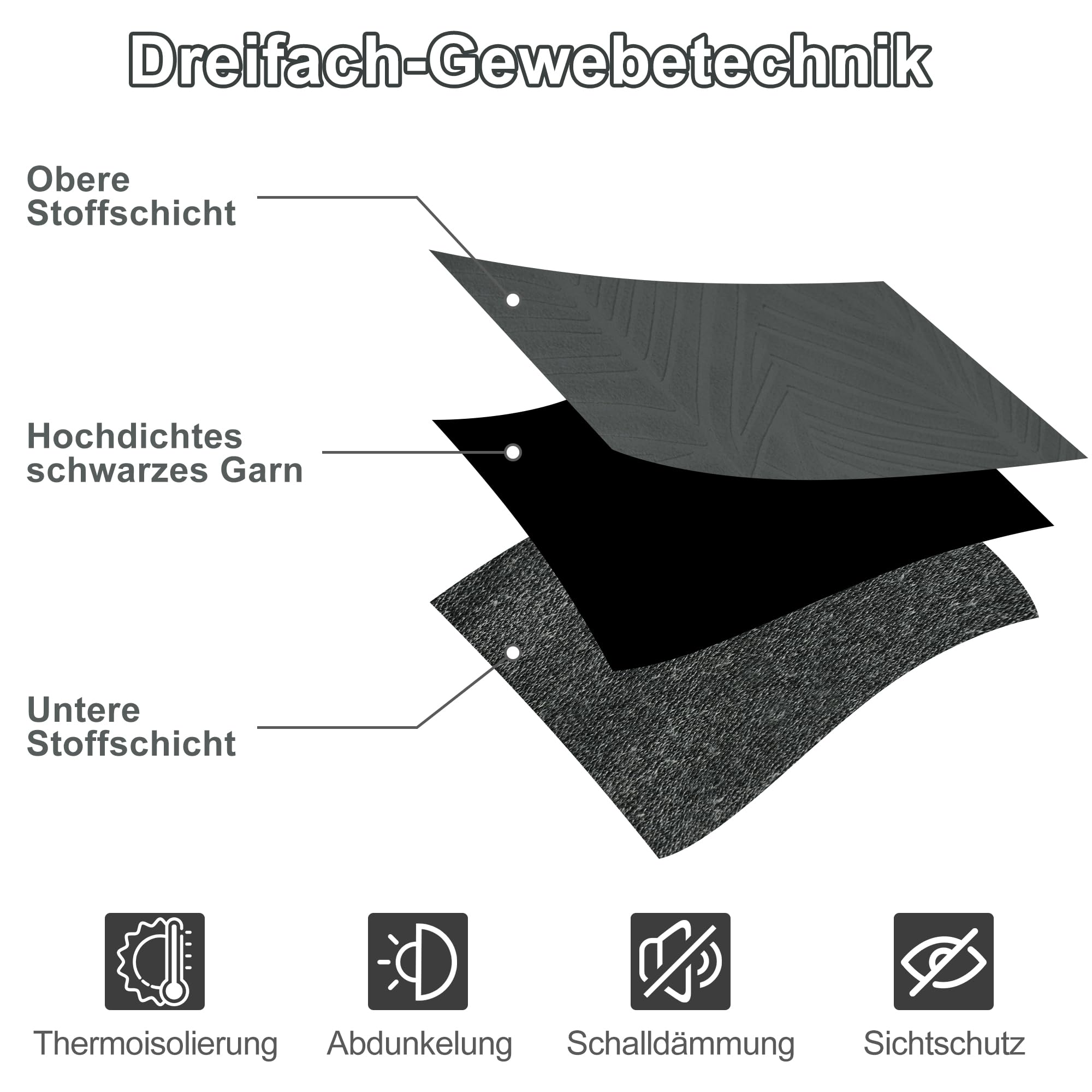 WOLTU 1 Stuk Verduisteringsgordijn in polyester met oogjes,Isolerend thermisch gordijn 135x245cm,VH5877ws Grijs wit