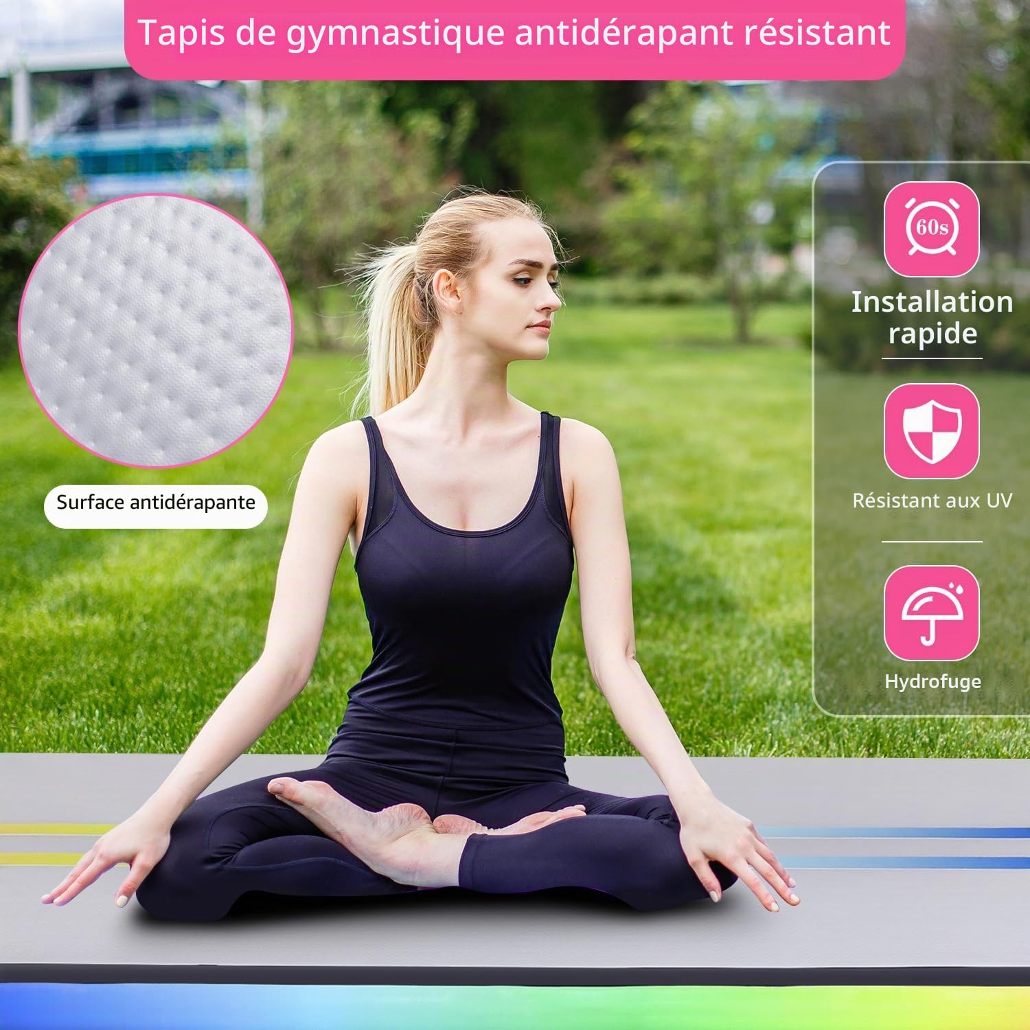 Tapis de Gymnastique Gonflable ROMELANDS, Tapis d'entraînement de 3M 4M 5M, Tapis de Tumbling Avec Pompe à Air électrique pour La Maison, Le Cheerleading