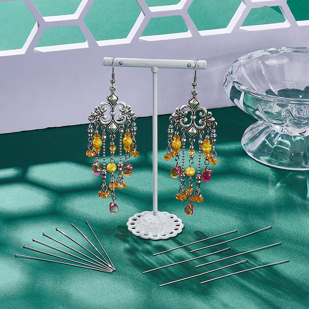 UNICRAFTALE about 500Pcs Flat Head Pins 304 Stainless Steel Headpin Jewelry Making Headpins Bendable Headpin 2.36 Inch/60mm End Eye Pins Metal Reusable Satin Pins for Earring Pendant Bracelet Necklace