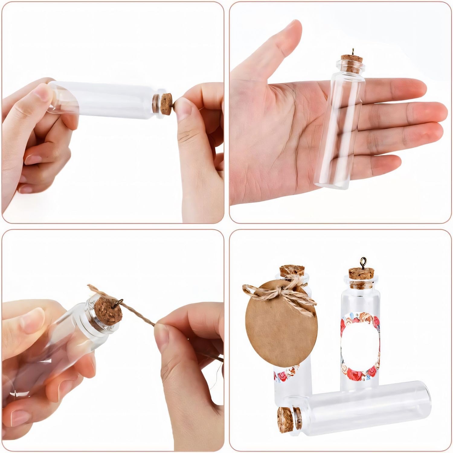 40 Stück 20ml Mini Korkstopfen Glasflaschen,Kleine Reagenzglas mit Korken,Mini Reagenzgläser Kleine Glasflaschen Gläser Flaschen Gewürzgläser Set für Hochzeit Gefälligkeiten Partei Dekoration