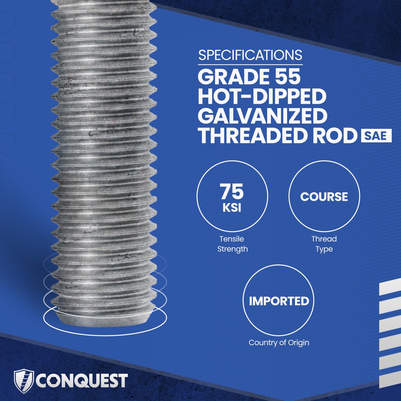 Amazon.co.jp: Fasteners Plus Grade 55スレッドロッド(ASTM F1554