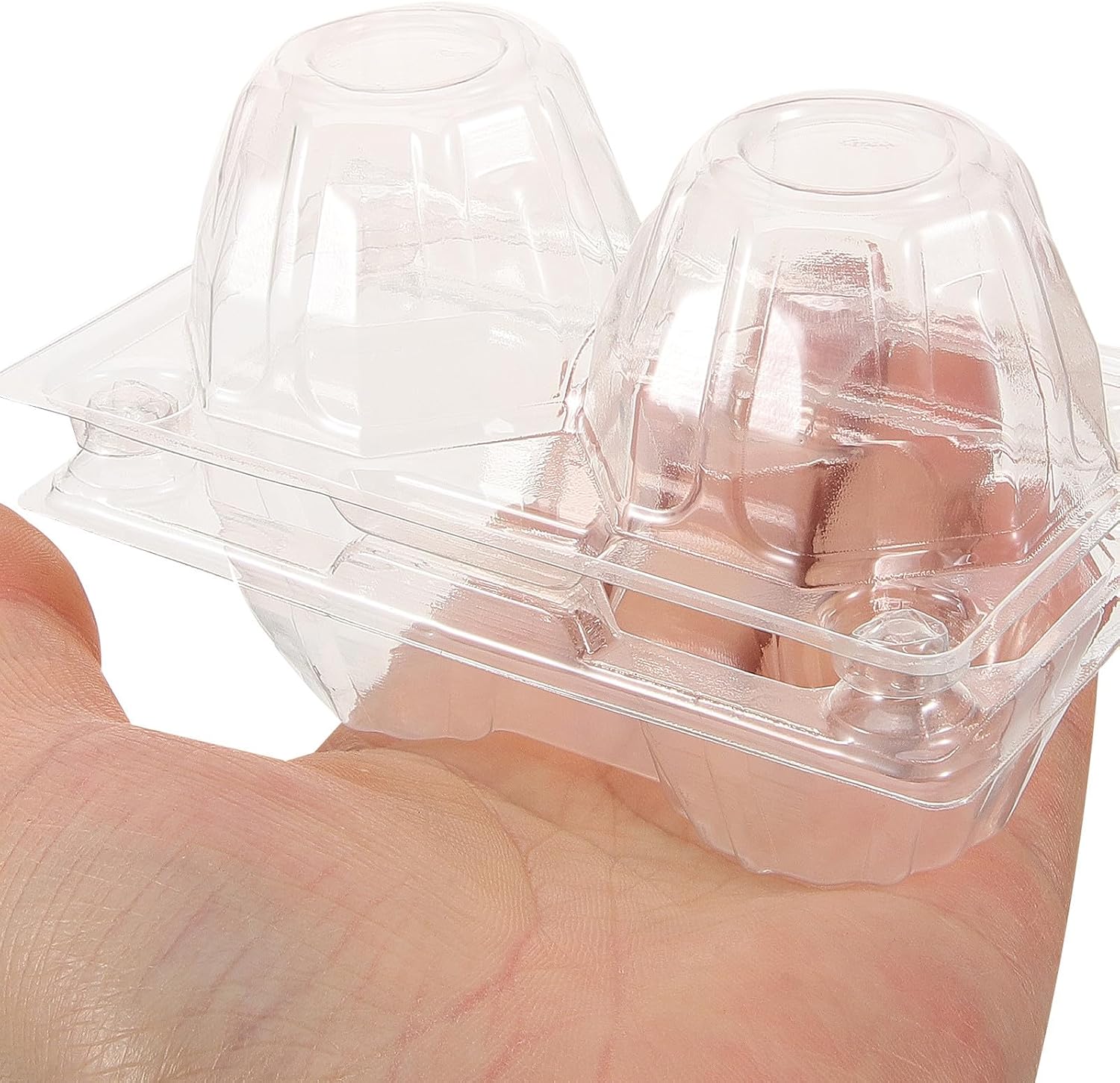 LIFKOME 2-slot Egg Packaging Container Medium Chicken Egg Holder Reusable Carton for Packing and Storage 50 Pieces (101×55×64mm) Food-grade Plastic Suitable for Farmers Market and Kitchen