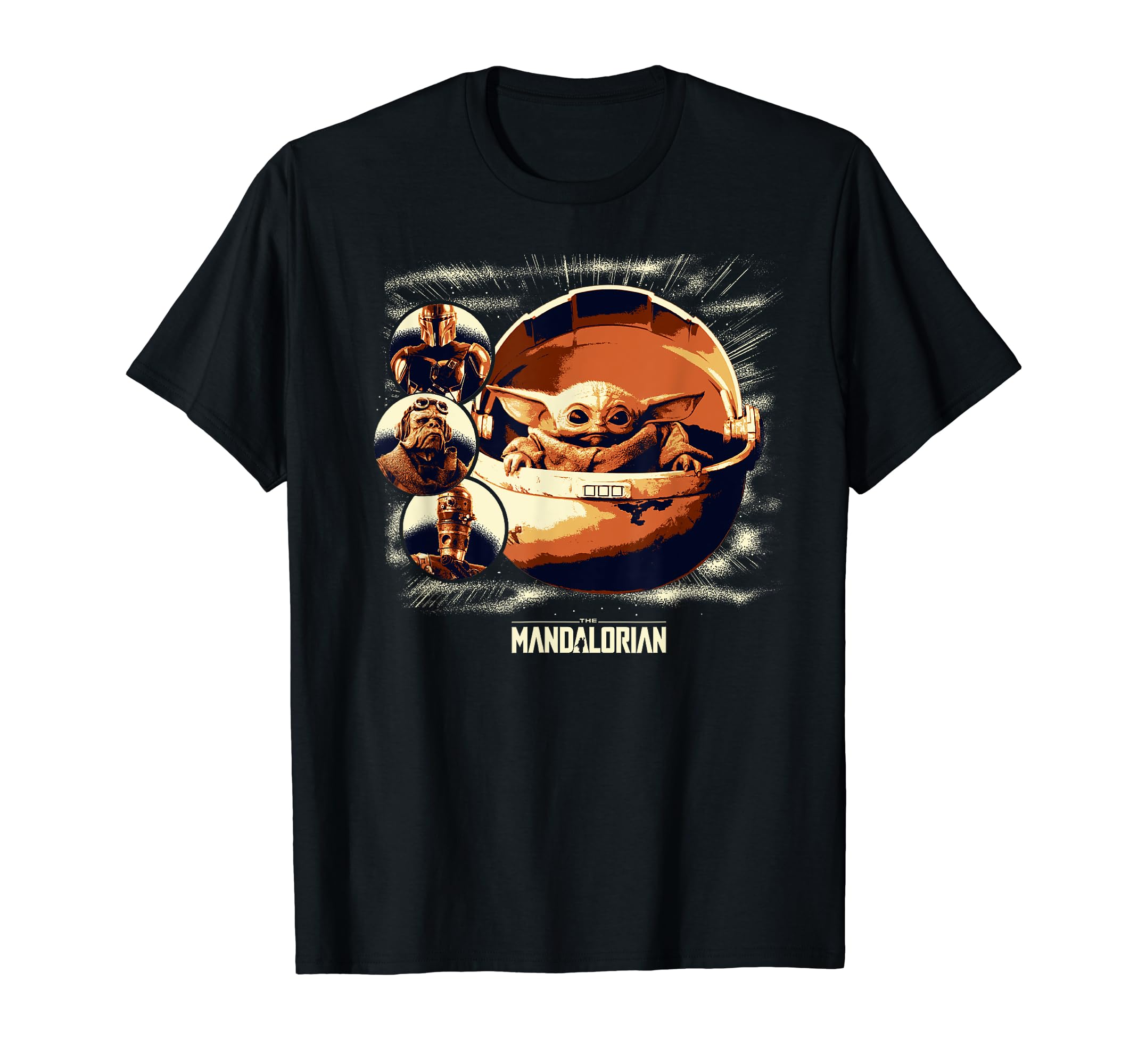 Star Wars The Mandalorian The Child Cast Portraits T-Shirt, Black