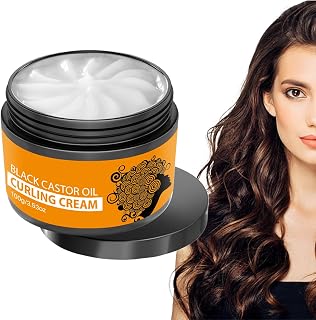 Black Castor Oil Curl Cream, Moisturizing Styling Creams, Stunning Frizz Control Enhancer Strong Hold, Reduces Breakage and Tangles, Improves Curl Definition for Curly Hair