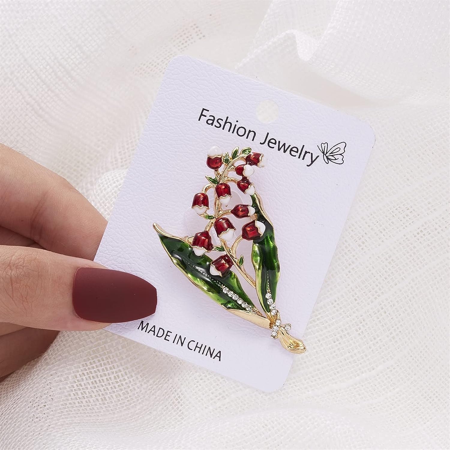 Broche for mujer, broches Elegantes diamantes de imitación Magnolia Flor Esmalte Broches Top Pulido Mujer Ramo Broche de boda Broche de planta broches for mujer (Metal color : A)