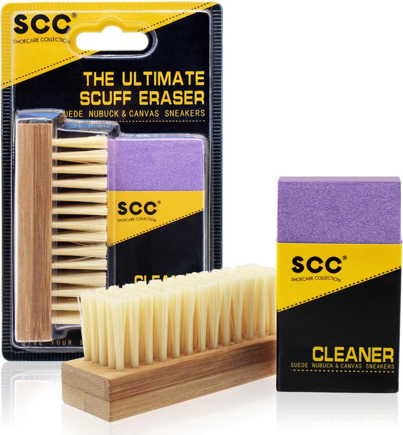 Shoe Brush and Suede Eraser Kit 2 Pcs Purple Suede Cleaner Nylon Shoe Brush for Suede Nubuck Shoes Boots Sneakers