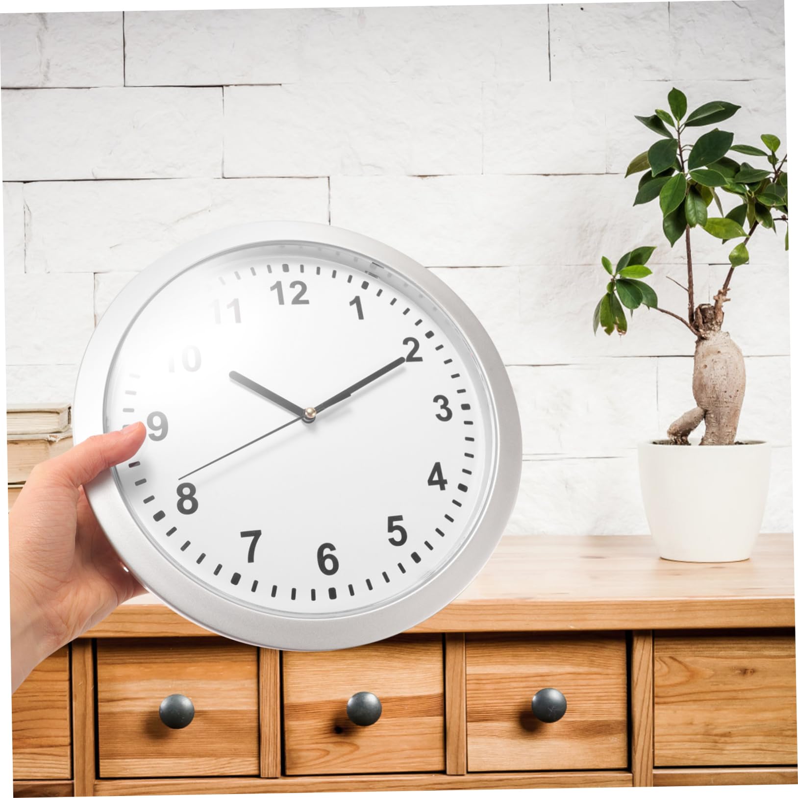 Wanduhr mit Geheimfach und Schlüsselversteck aus Kunststoff, Weiß