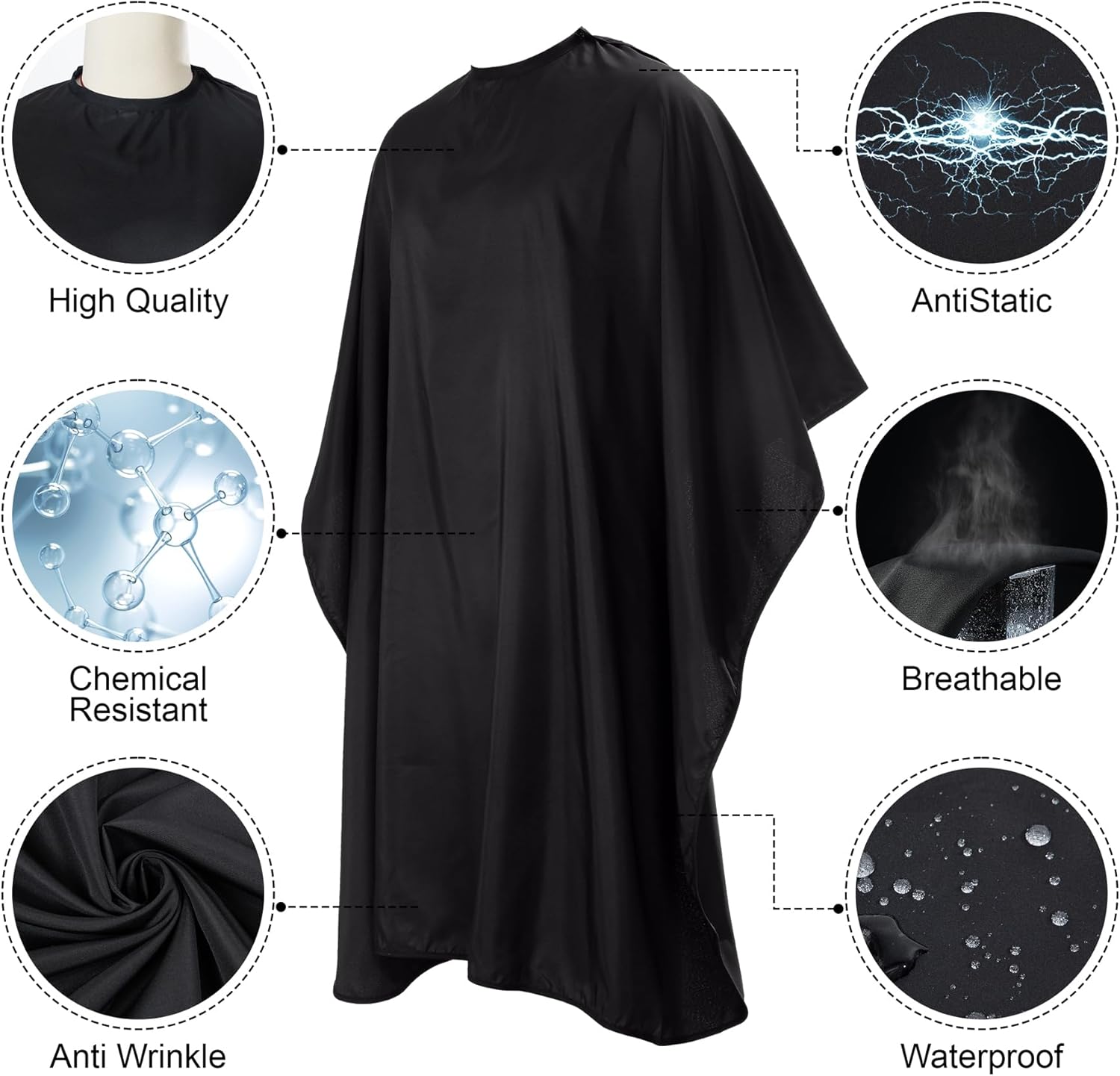 Professional Hair Cutting Cloak Professional Barber Cape Catch-All Hair Trimming Gown with Adjustable Neck
