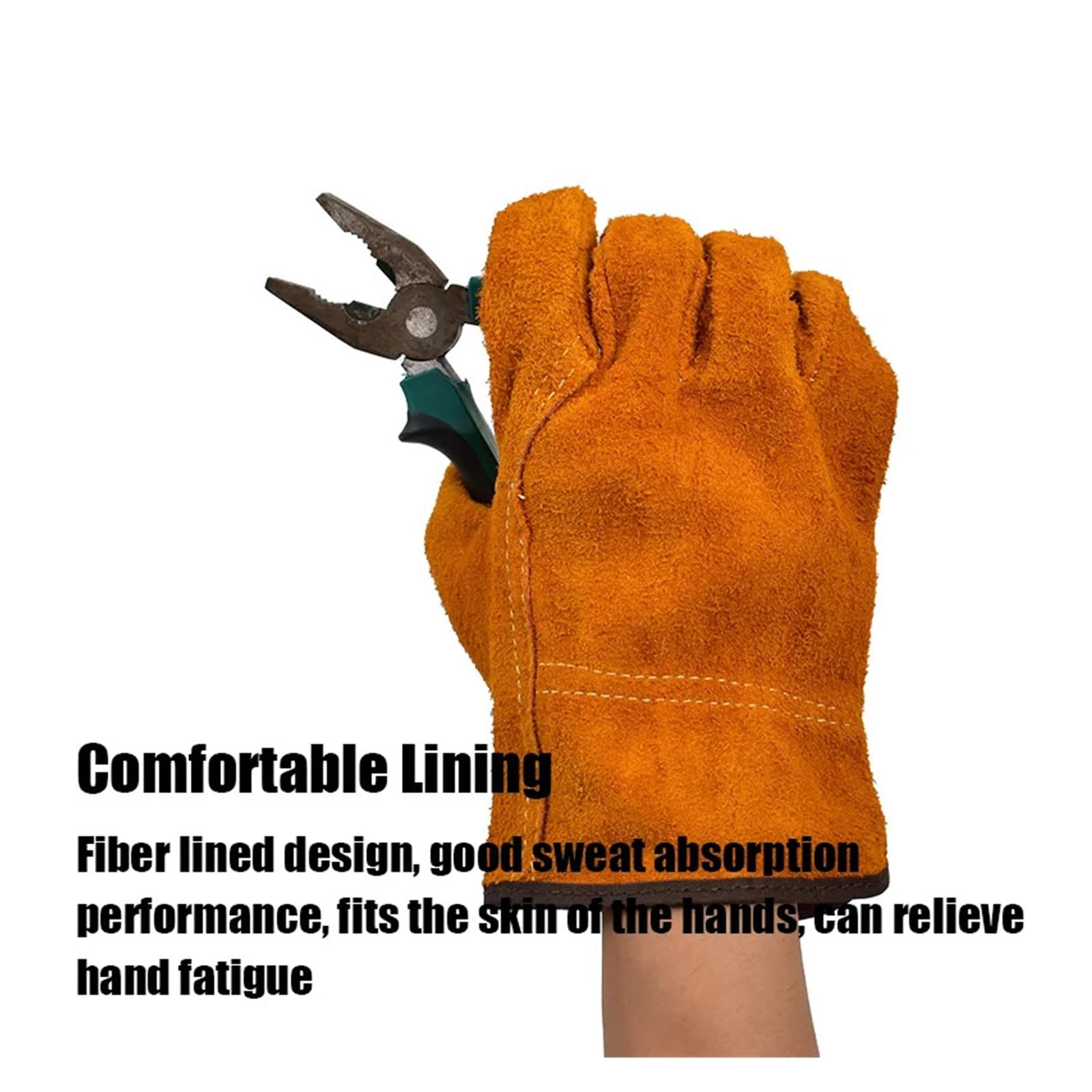Générique Gants de travail Protection soudage cuir vache électricien isolant sécurité mécanicien résistant à l'usure(Long Gold No lining)