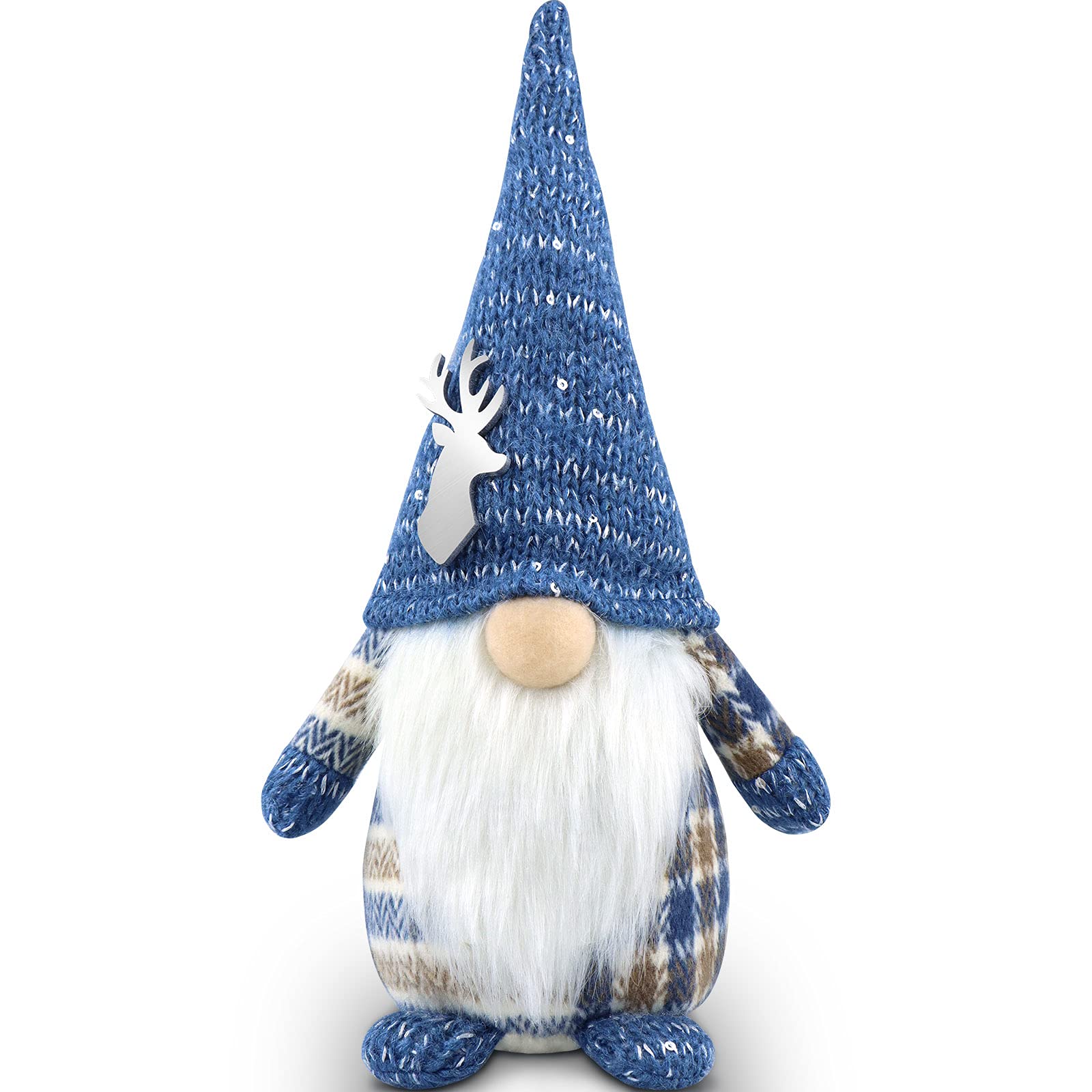 Gehydy Blue Christmas Gonk Decorations Handmade Gnomes Holiday Figurines Scandinavian Tomte Xmas Decor For Home Kitchen Farmhouse