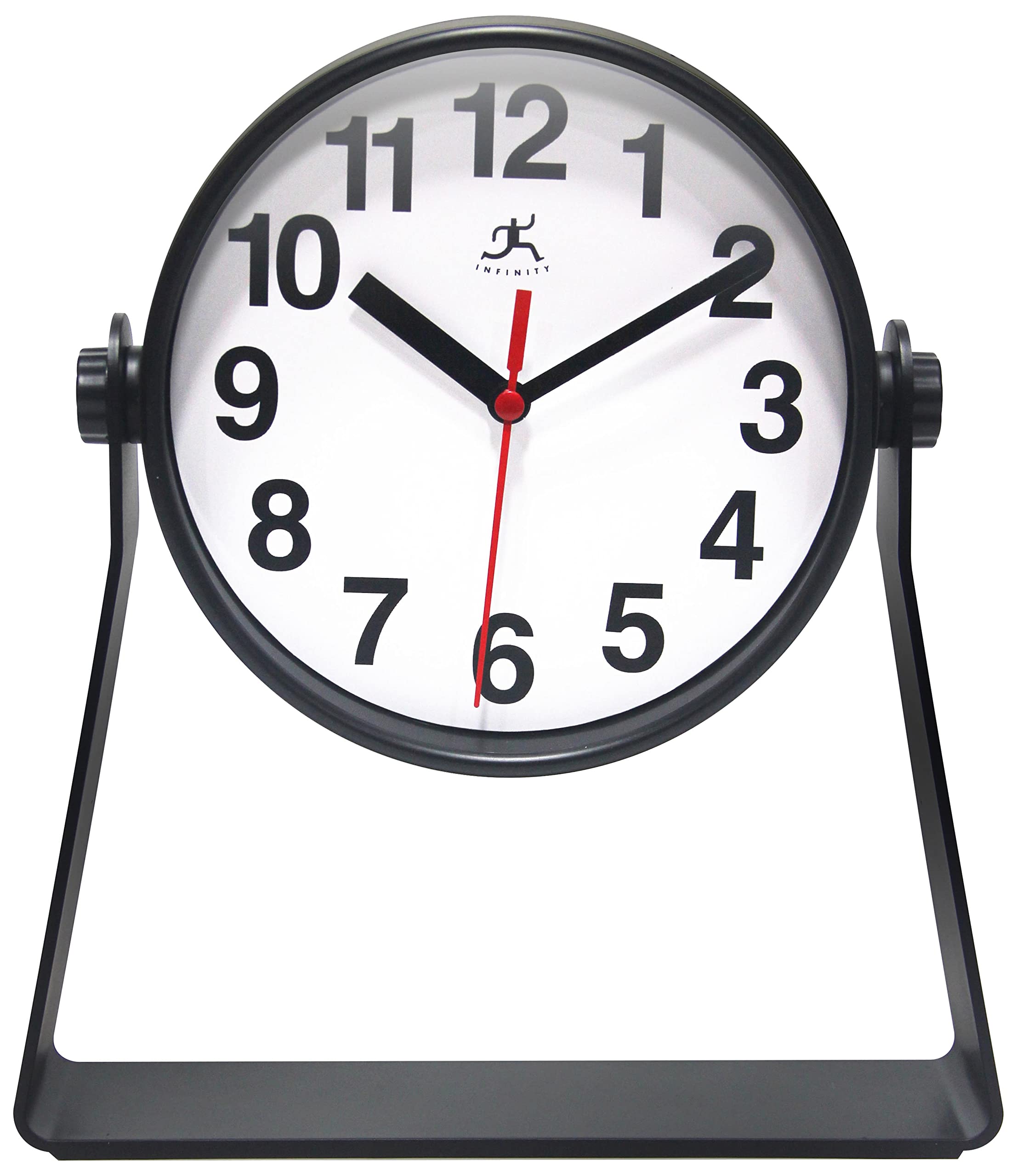Reloj de escritorio con estribo de cuarzo analógico color negro de 6 pulgadas